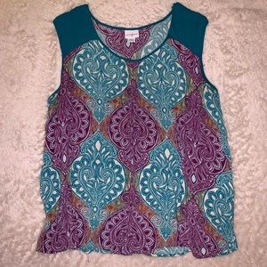 Jaclyn Smith Blue & Purple Pattern Top